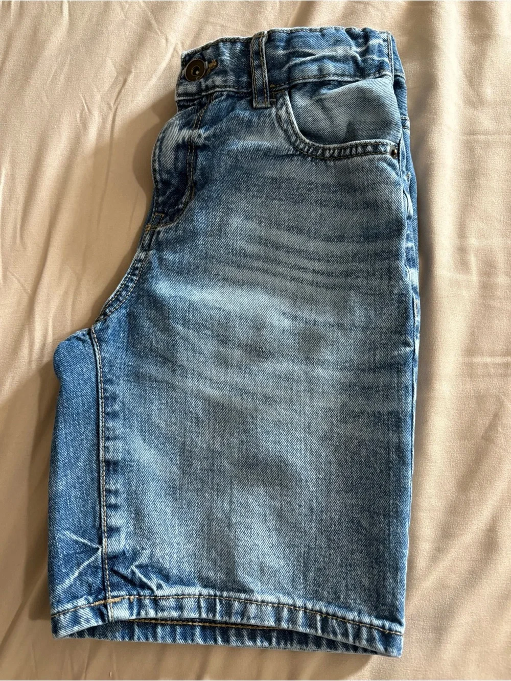The Children’s Place Boys Light Wash Denim Jean Shorts Size 12 Elastic Waist EUC